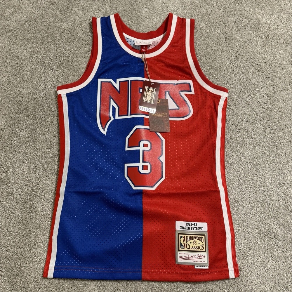 Mitchell & Ness Drazen Petrovic New‎ Jersey Nets Jersey Mens Sz S Red/Blue Split